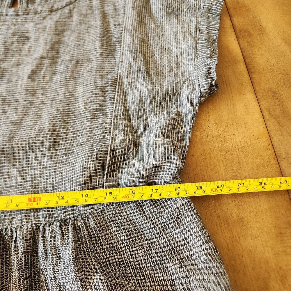 Garnet Hill Linen Dress Women's M Black White Stripe Beach Summer Vacation Boho - Picture 14 of 16